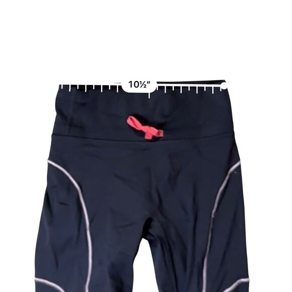 Fabletics Motion365 Black Leggings with pink contrast trim - Picture 7 of 9